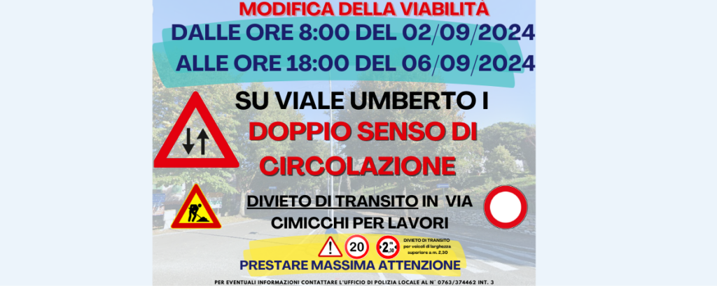 ISTITUZIONE STRADA A DOPPIO SENSO DI CIRCOLAZIONE SU VIALE UMBERTO I*